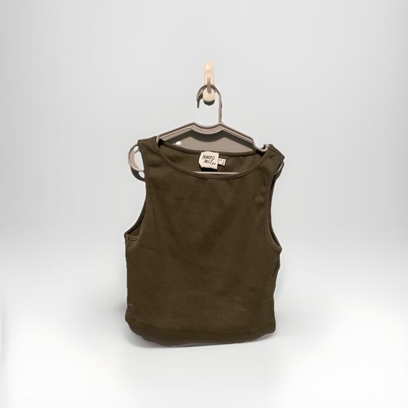 Princess Polly High Neck Tank Top in Olive Green Size 4 - Picture 1 of 3